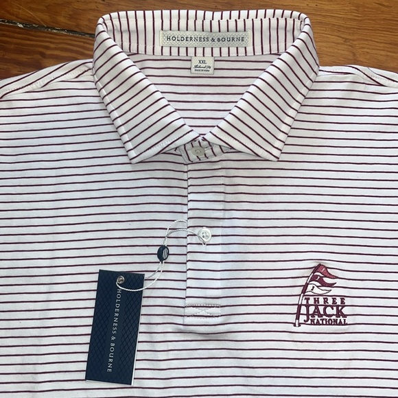 Holderness & Bourne Striped Athletic Golf Mens Polo NWT - Picture 3 of 5
